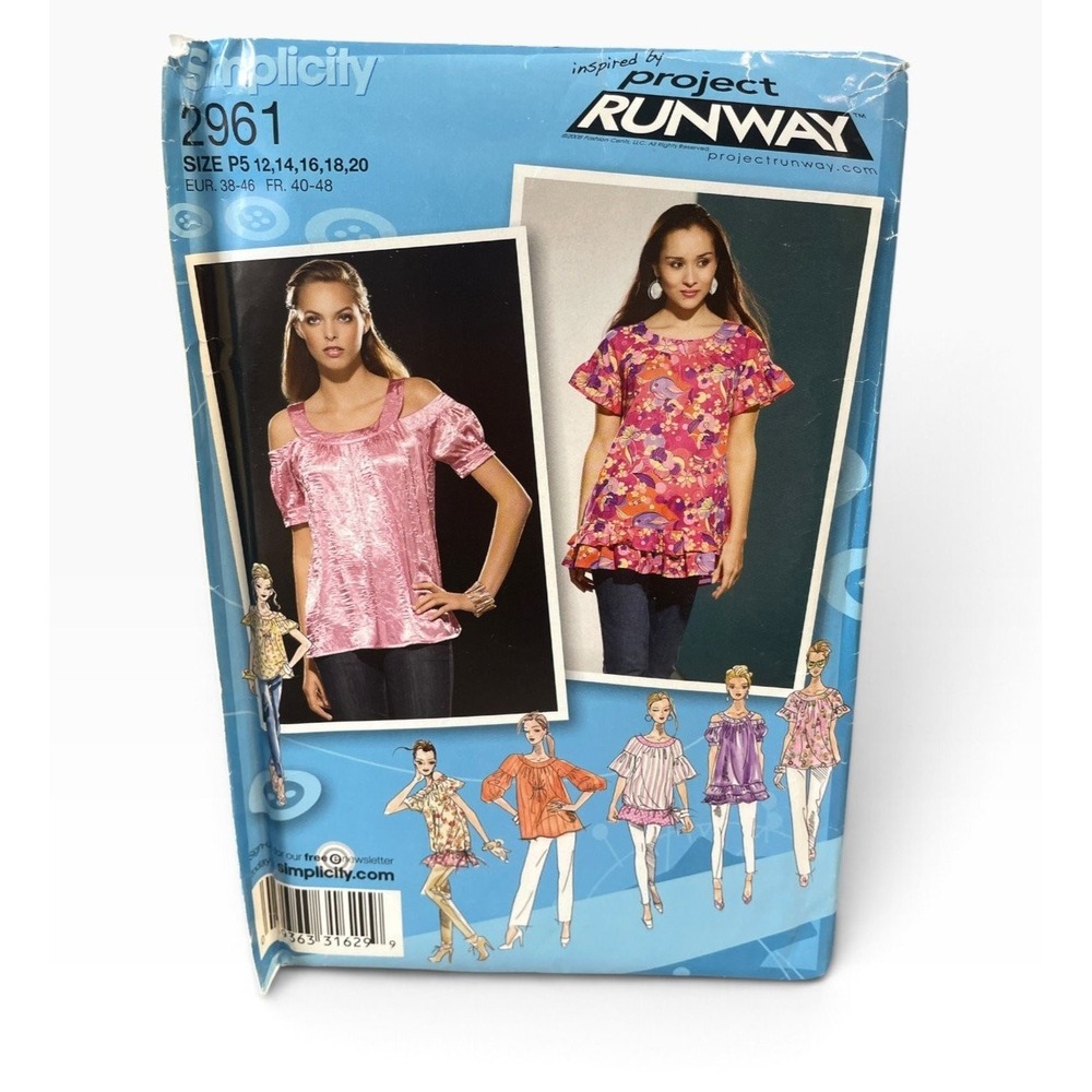 Simplicity 2961 Misses' Tops Blouse Tunic Sizes 12-20 Project Runway Uncut FF